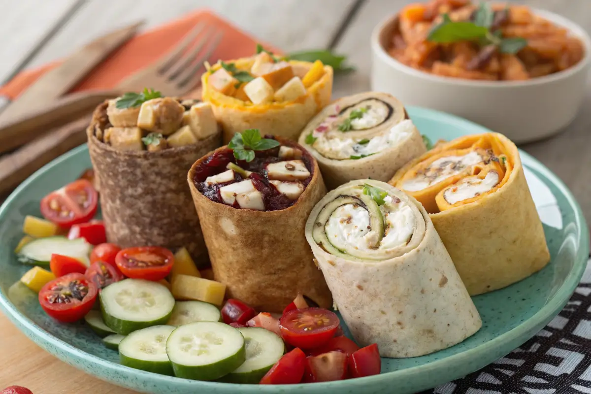 tortilla-roll-ups-flavors Creative tortilla roll up variations with different flavors.